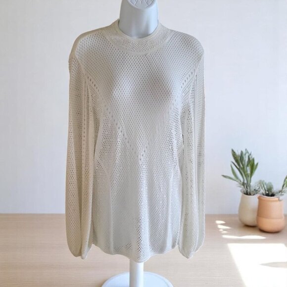 Outlet WHBM Mock Neck Pointelle Pullover Style 570360487- Sz M - Picture 1 of 7